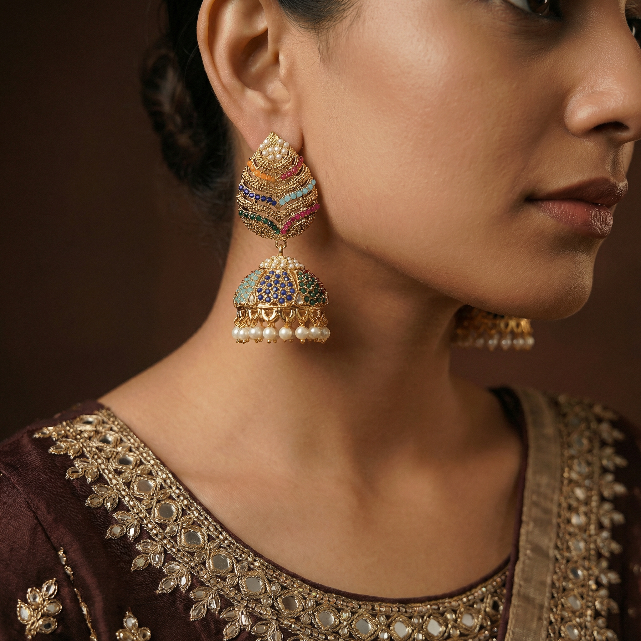Leave style jhumki