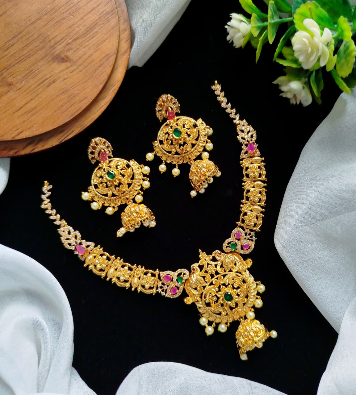 American Diamond Peacock Necklace set