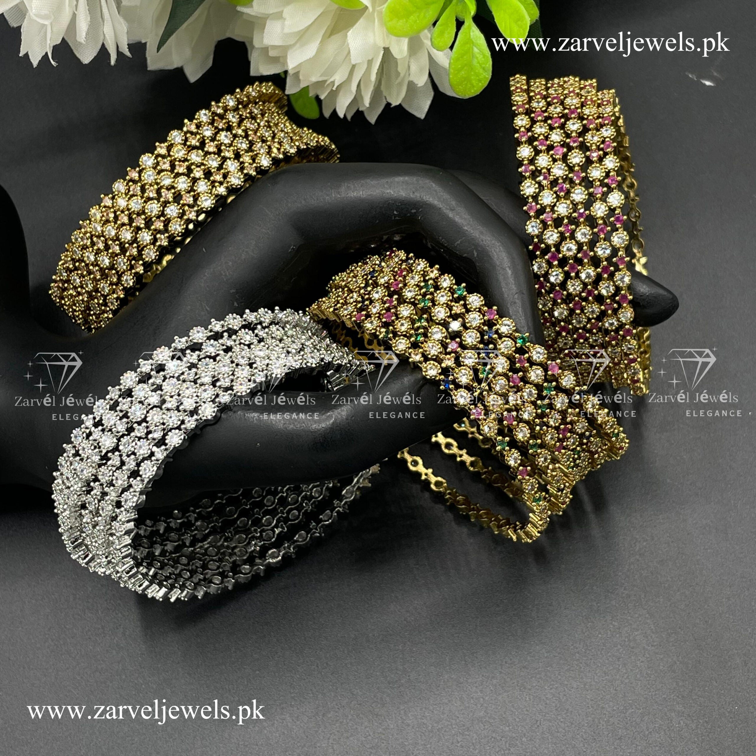 Diamond Zarcoon bangles set