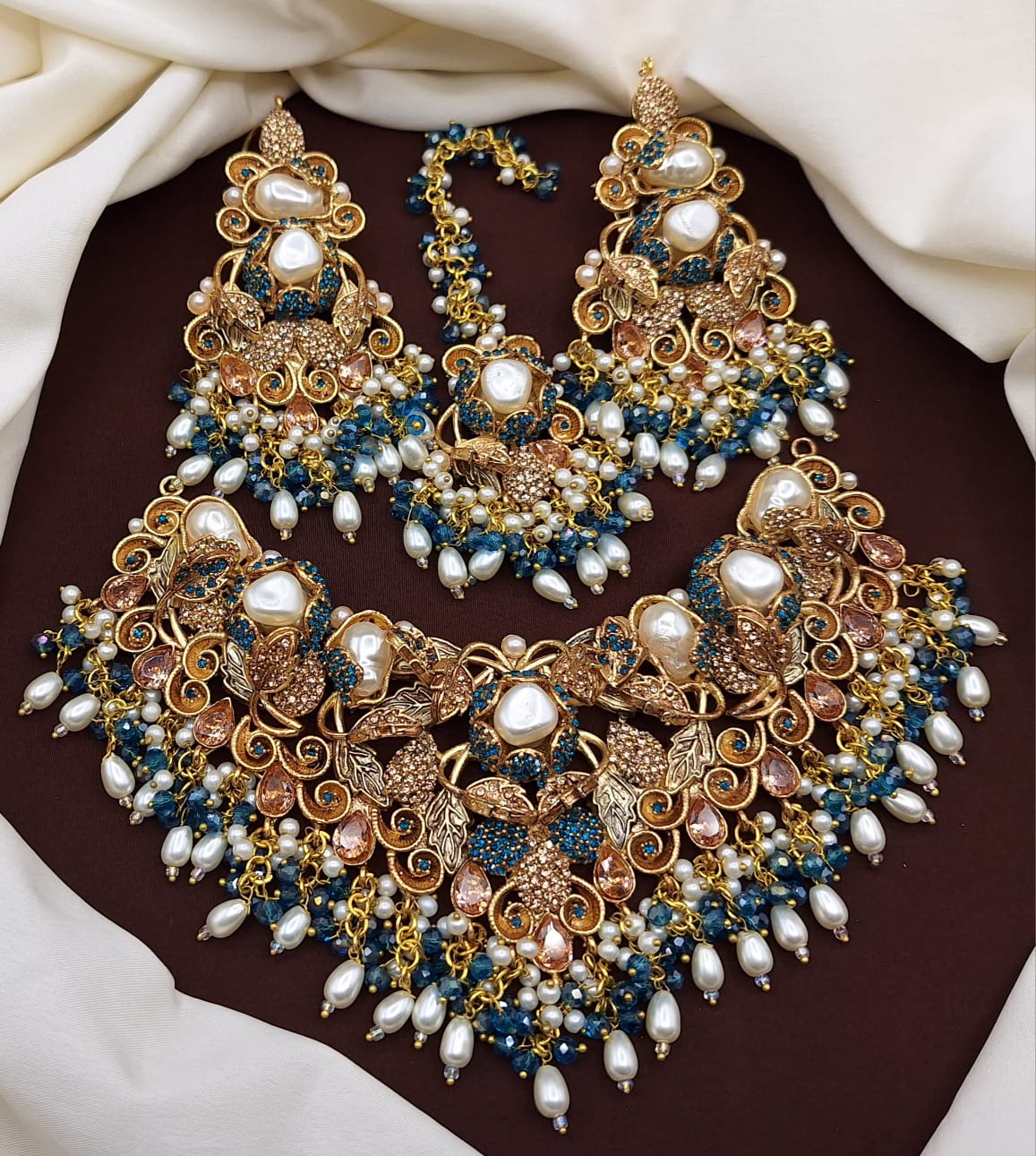 Turkish Bridal Set with Earrings & Tikka