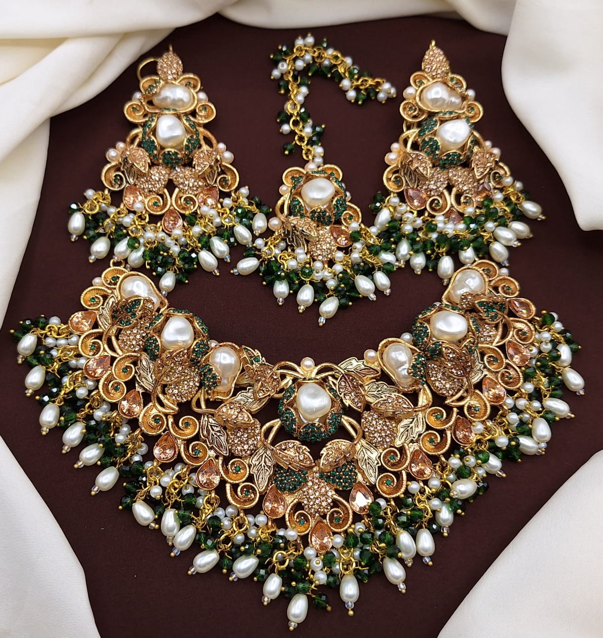 Turkish Bridal Set with Earrings & Tikka