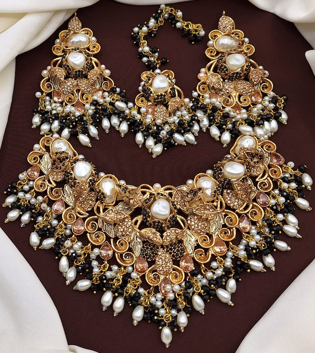 Turkish Bridal Set with Earrings & Tikka