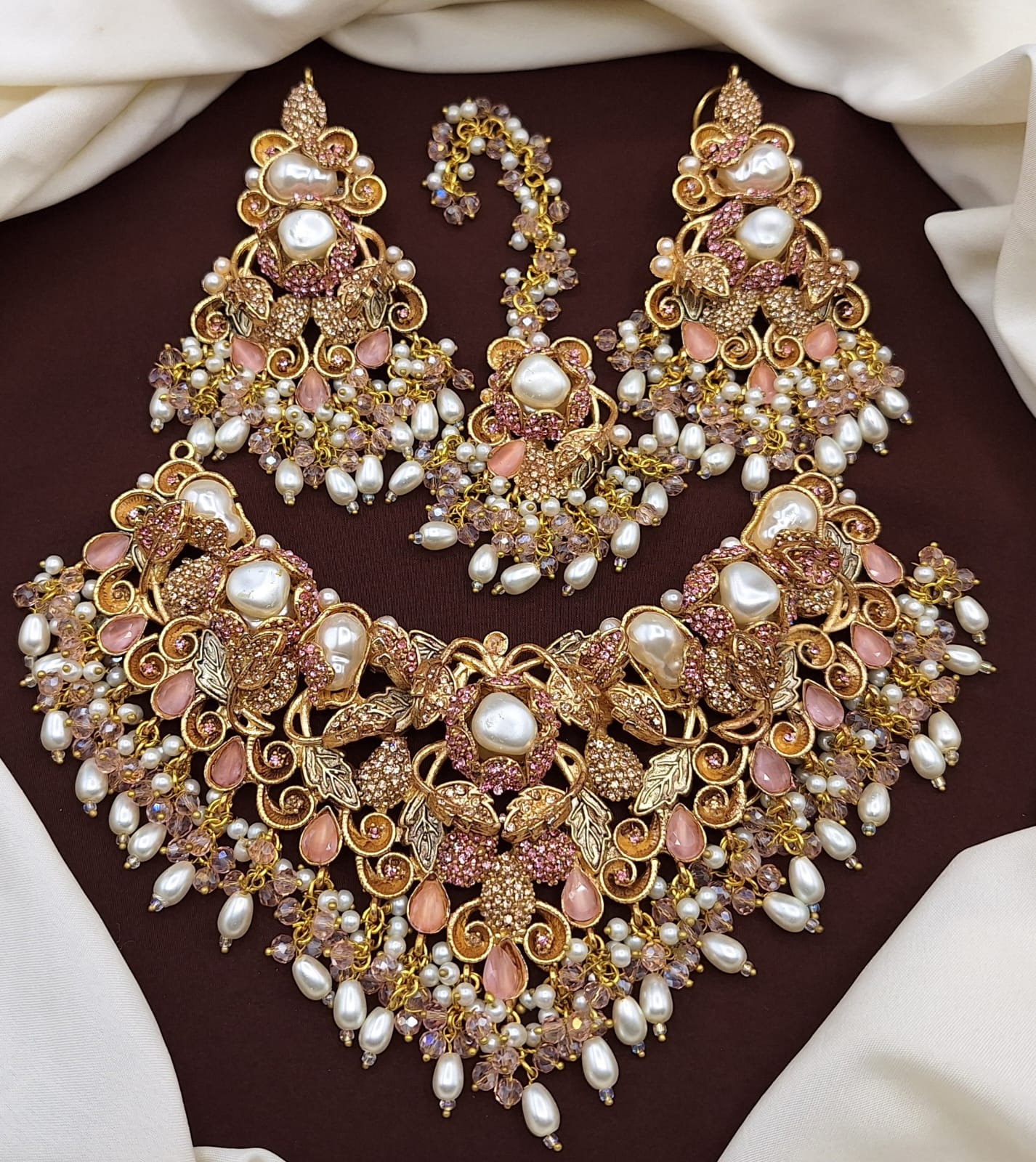 Turkish Bridal Set with Earrings & Tikka