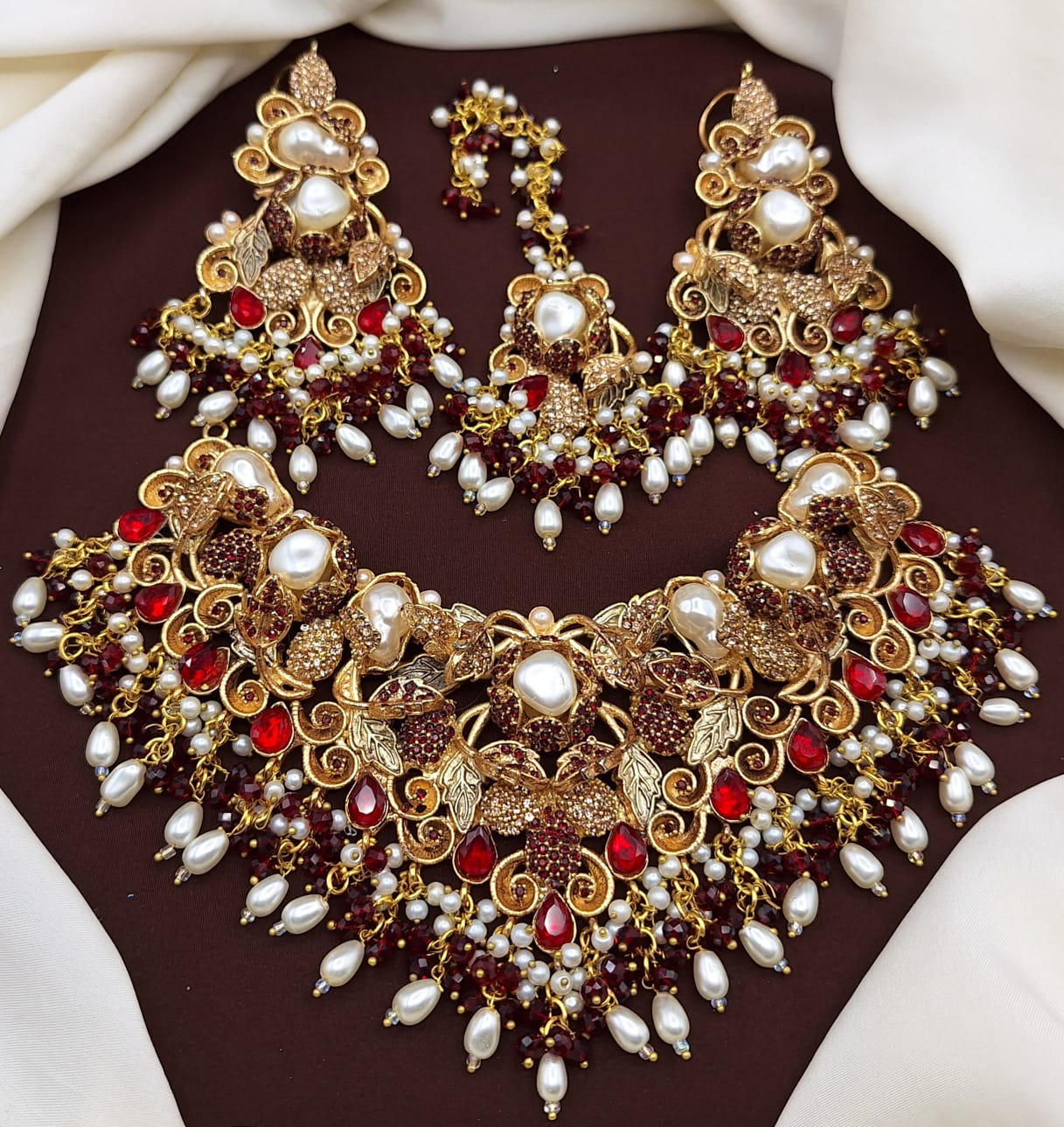 Turkish Bridal Set with Earrings & Tikka