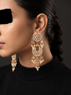 Chandbali Kundan Long Earrings