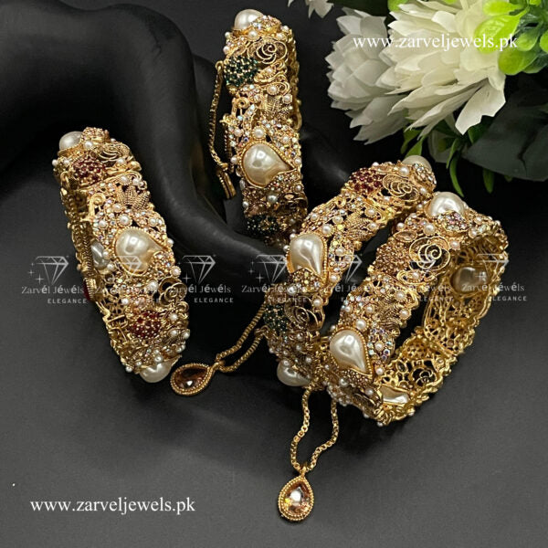 Golden Pearl Bangles