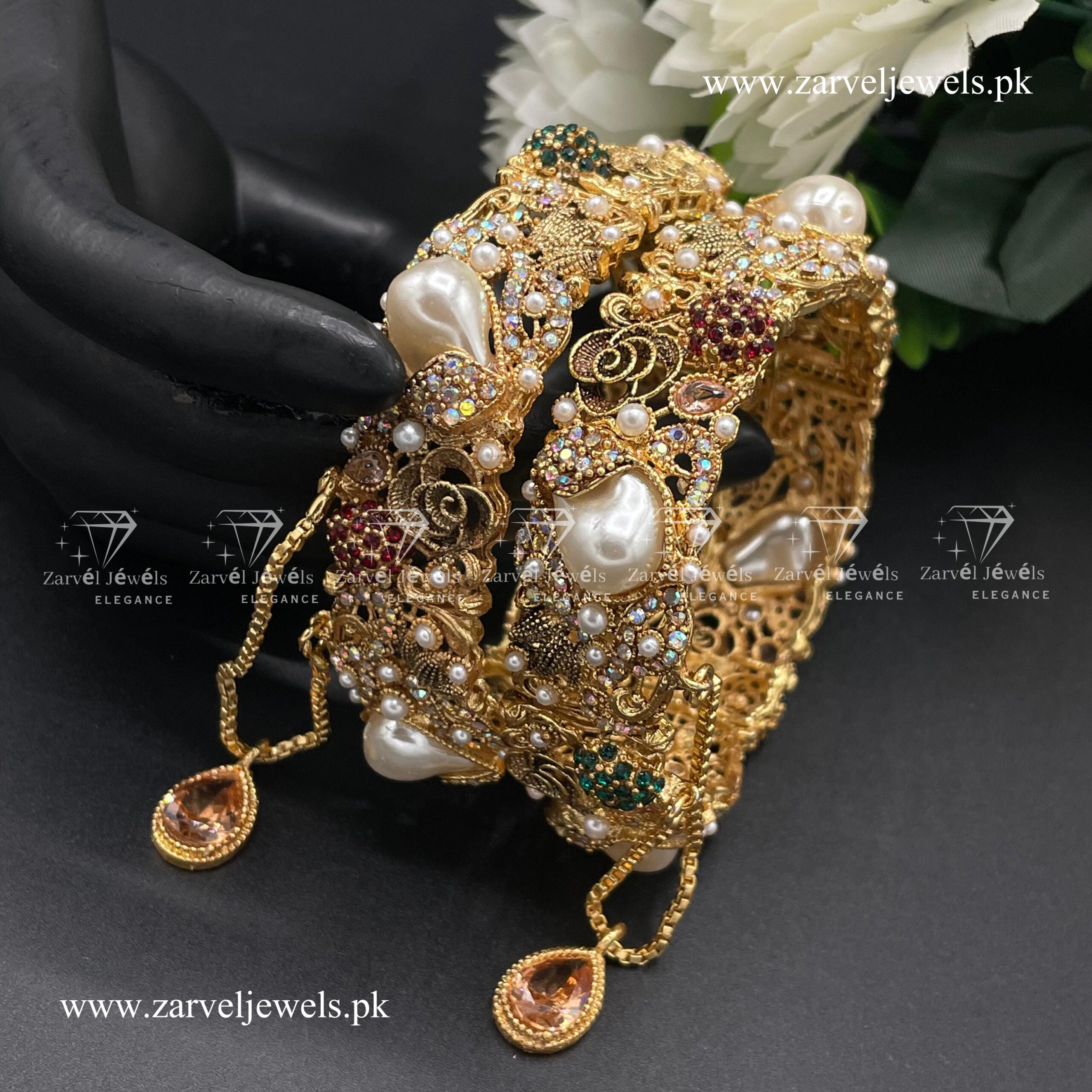 Golden Pearl Bangles