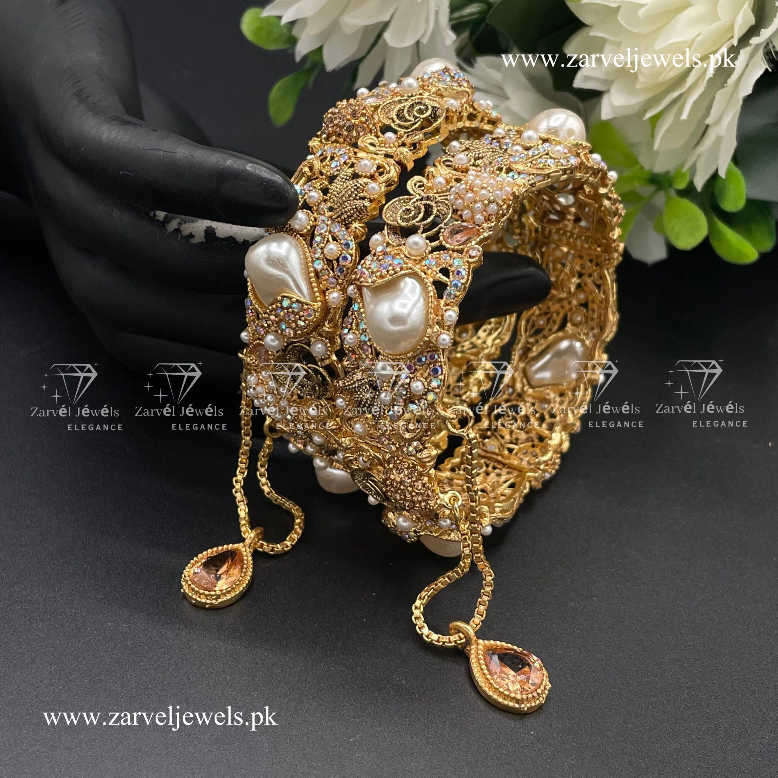 Golden Pearl Bangles