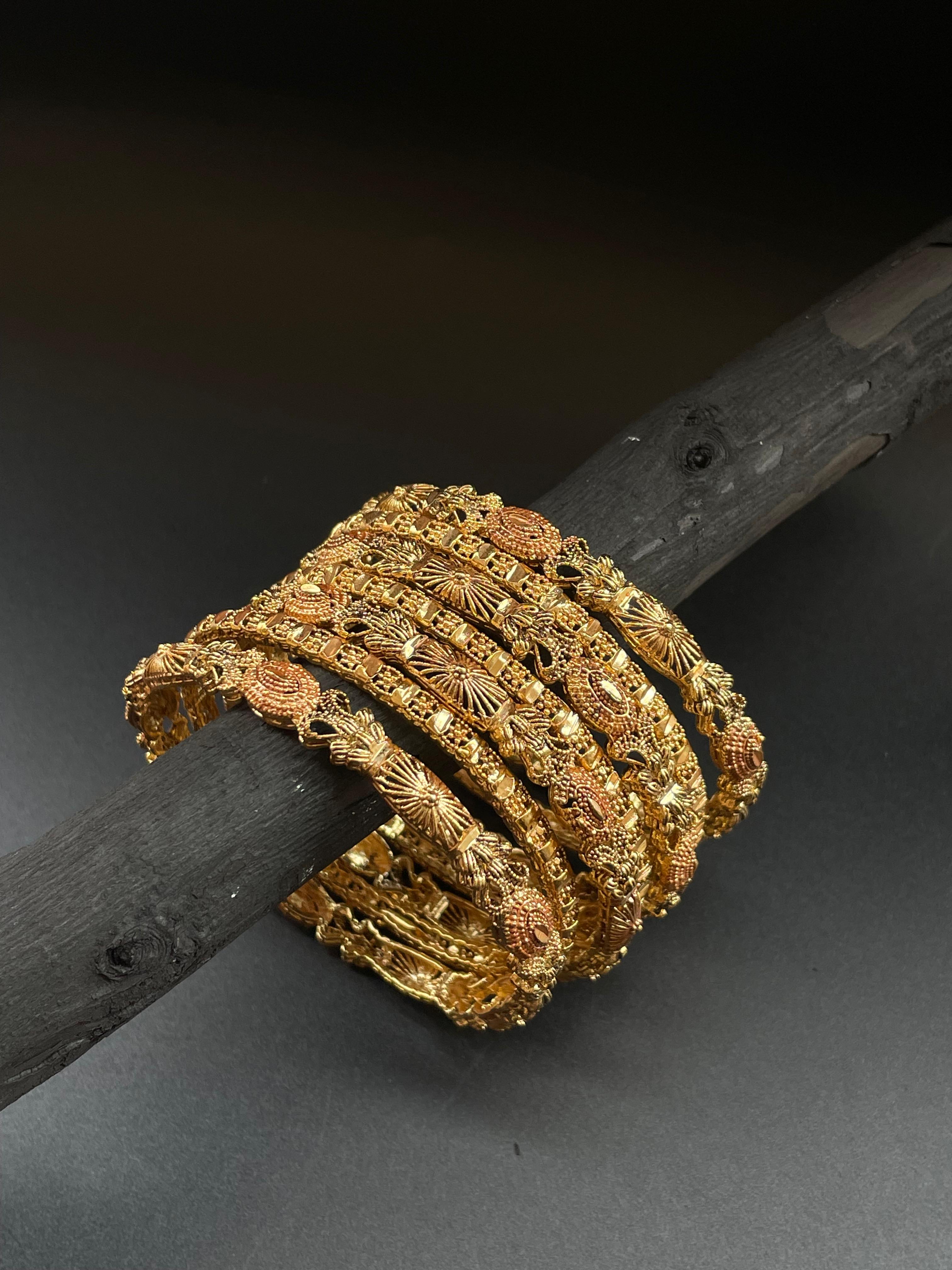 Designer Antique Gold Bangles set