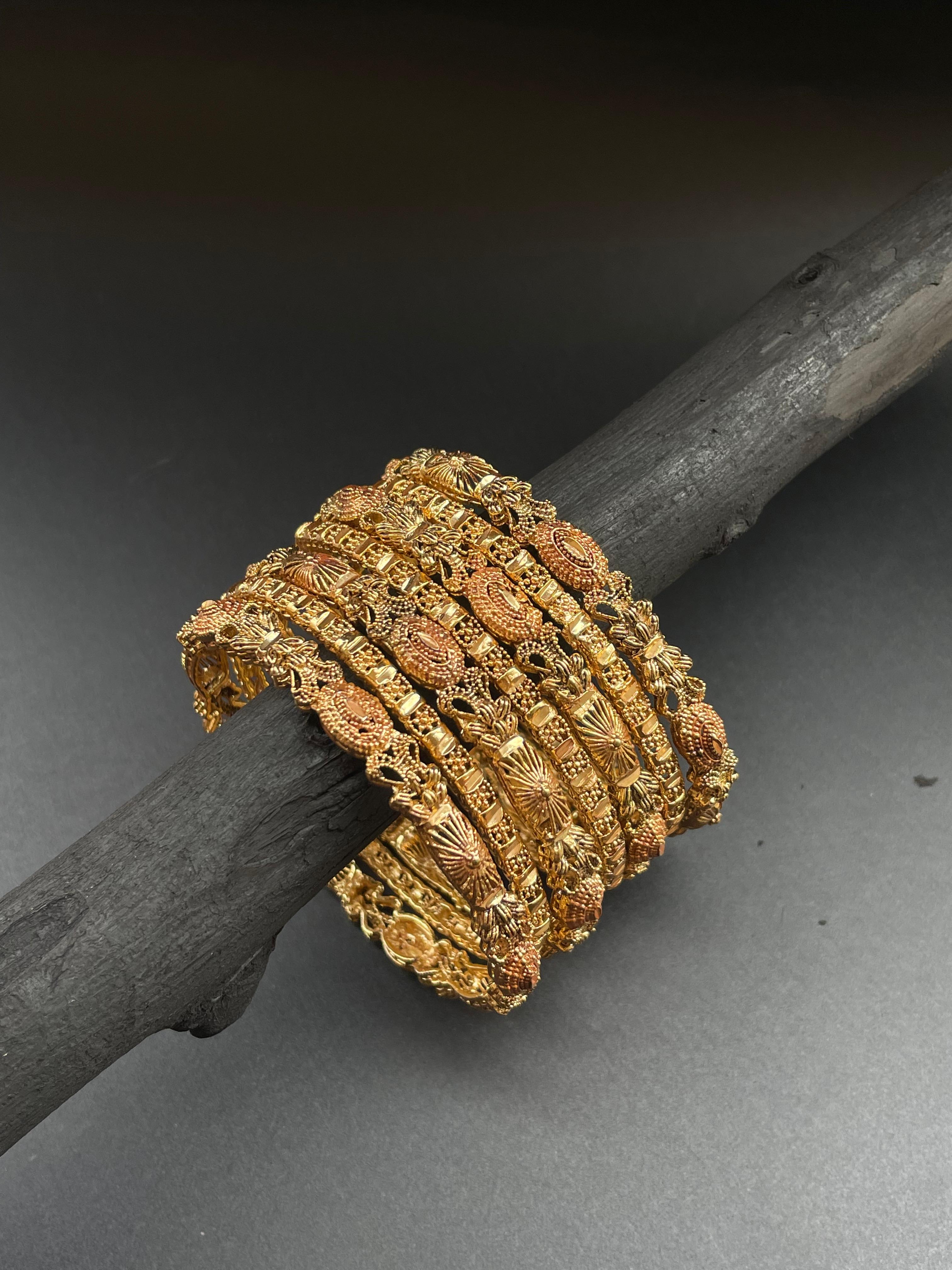 Designer Antique Gold Bangles set