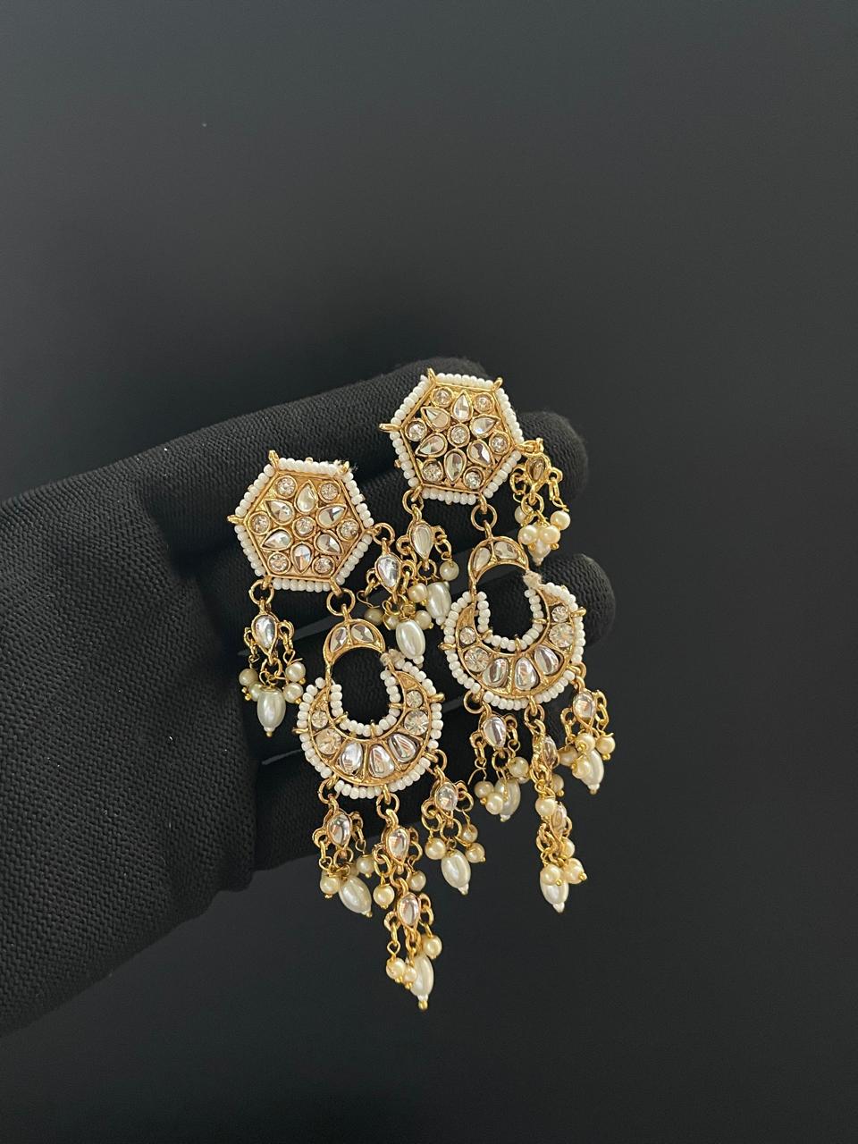 Chandbali Kundan Long Earrings