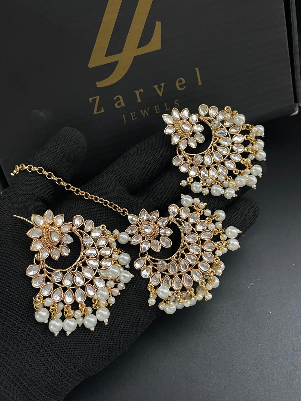 Kundan Earrings with Tika