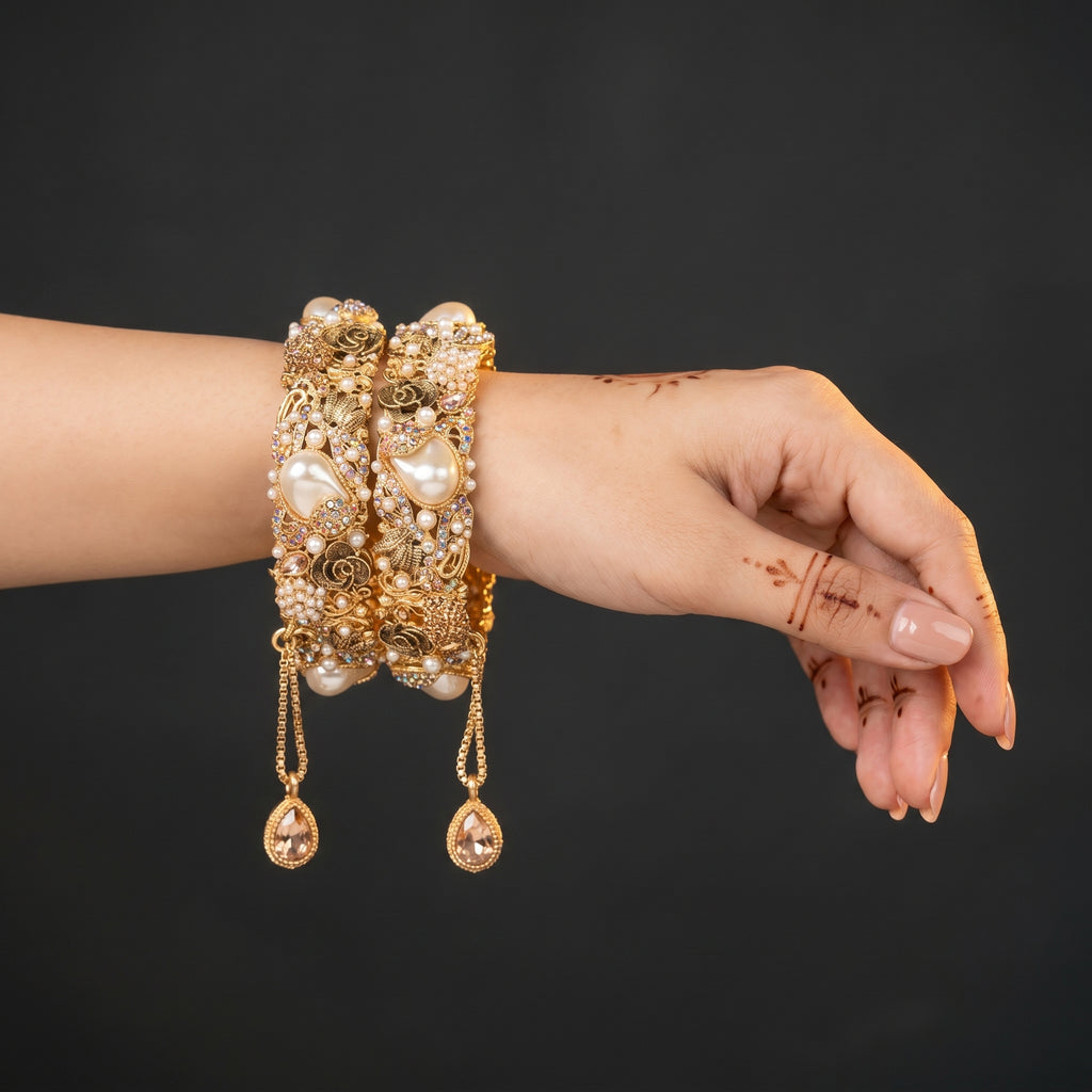 Golden Pearl Bangles