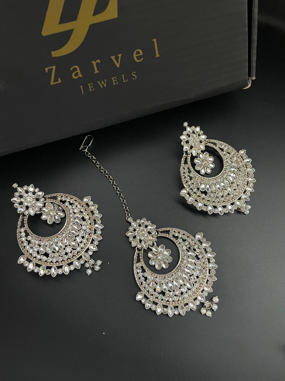 Kundan Long Earrings with Tika