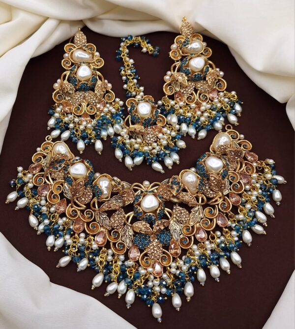 Turkish Bridal Set with Earrings & Tikka