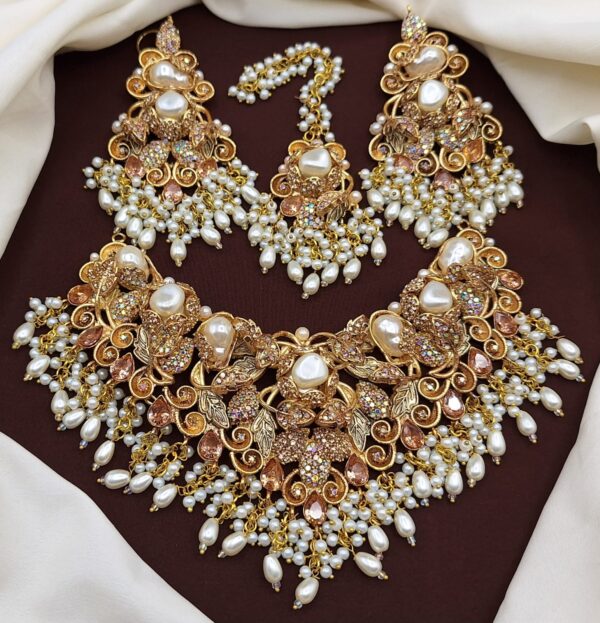Turkish Bridal Set with Earrings & Tikka