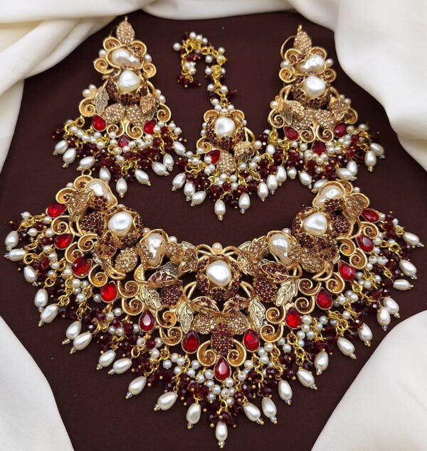 Turkish Bridal Set with Earrings & Tikka